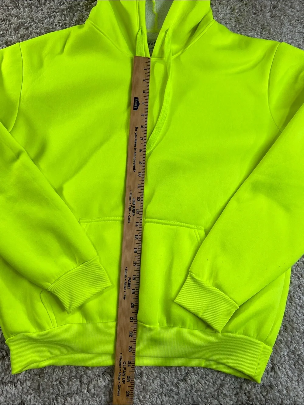 Men's Neon Yellow Crewneck Hoodie - Bright High-Visibility Pullover